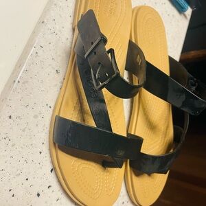 Crocs Black and Tan Sandals